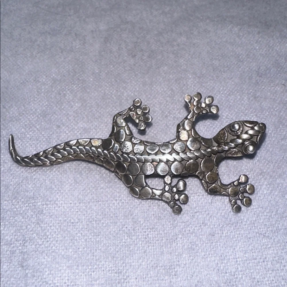 Vintage Sterling Silver Brooch Spotted Gecko Lizard Versatile Pin/charm/Pendant